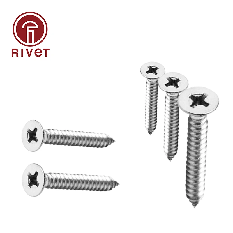 GB846 DIN EN ISO 7050 нержавеющая сталь 304 крестовые встраиваемые плоские саморезы Phillips с потайной головкой ST4.8 ST5.5