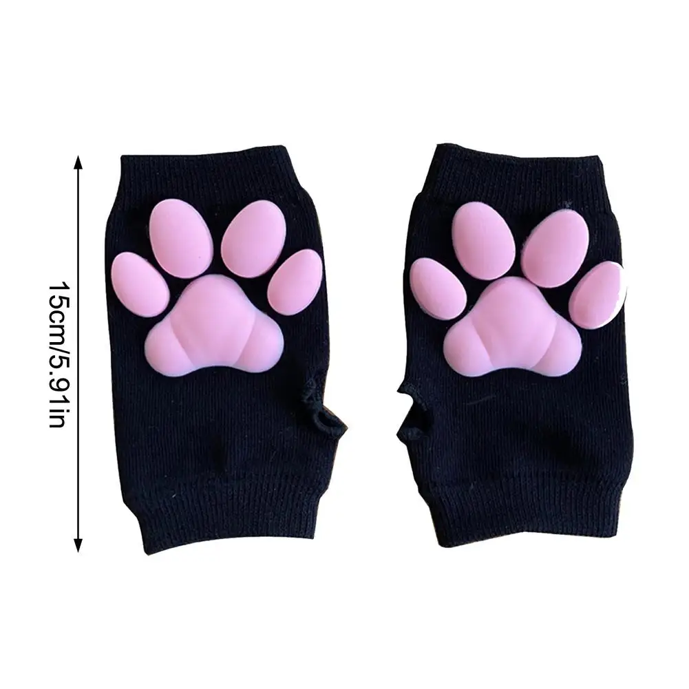 Guantes de silicona 3D con forma de Pata de Gato para mujer y niña, medias de gatito bonito, mitones sin dedos, Pawpads, guantes, Navidad,