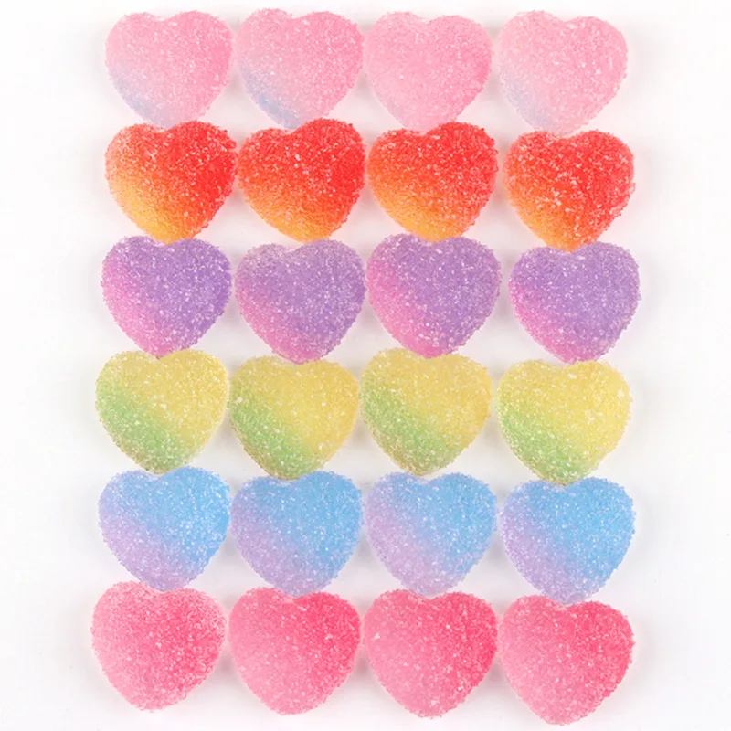15 Stücke 17mm Gefälschte Süßigkeiten Harz Cabochon Flatback Herzform Simulation Lebensmittel DIY Scrapbooking Verschönerung Dekoration Handwerk – Detail 2