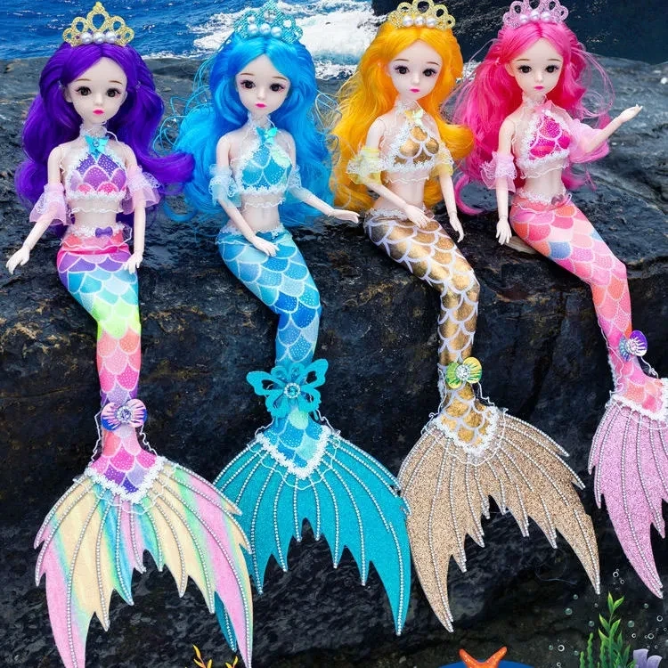 48cm Bjd Doll Baby Mermaid Doll Girl Toy 13 Joints Movable Colorful Mermaid Bjd Doll New Fish Tail Christmas Gifts Children Toys