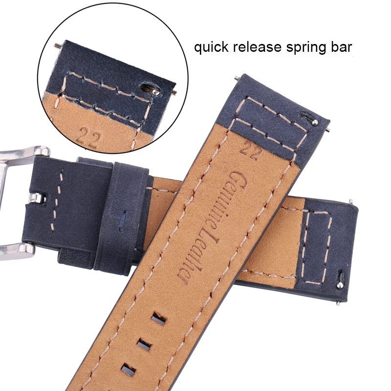 Cow Leather Watch Band Strap Black Blue Gray Brown Genuine Leather Watchbands Bracelet For Women Men 20mm 22mm Belt