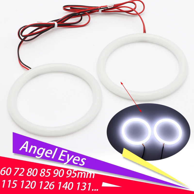 Super Bright  Rings cottom LED Angel Eyes Headlight 60mm 70mm 80mm 90mm 100mm 110mm 120mm Car Motorcycle DRL Light Bulb Lamp