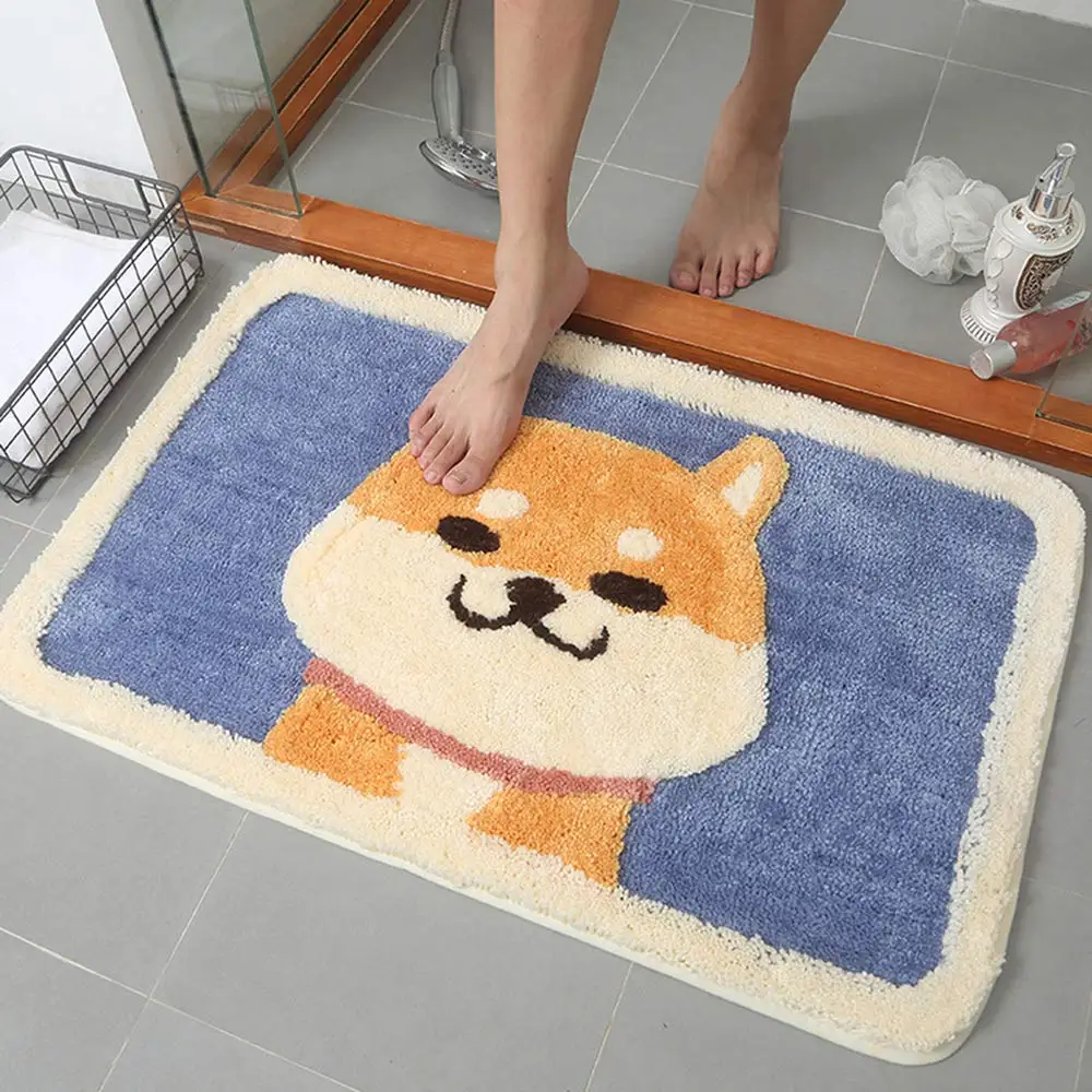 Shiba Inu Cartoon tappetino da bagno tappeto da bagno antiscivolo assorbimento d'acqua doccia casa cane tappeto porta wc bagno antiscivolo Pad