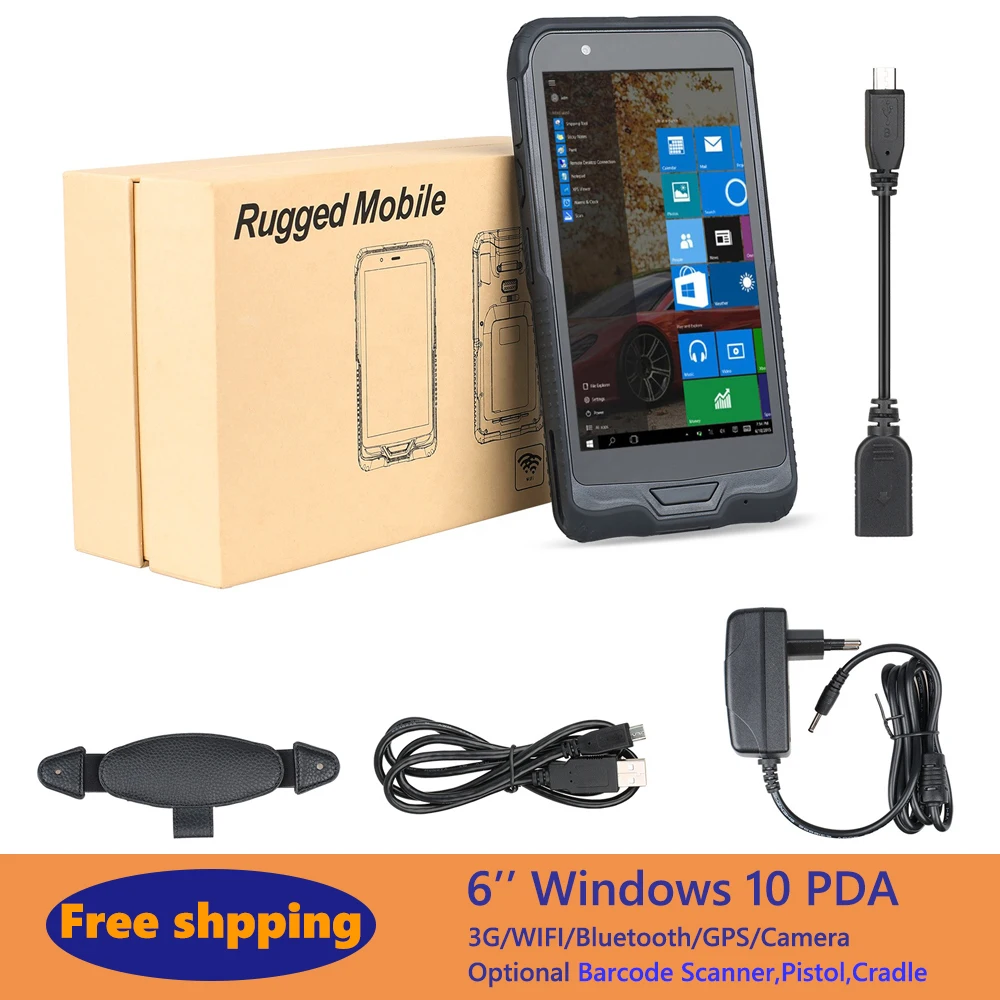 

6'' Handheld Computer Windows10 Rugged PDA Scanner POS Terminal Barcode Scanner QR 2D 3G WiFi 5000mAh Battery Data Collector