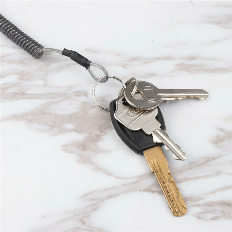 Carabiner Wire Lanyard Keychain Key Anti-lost Lanyard Key Rope Retractable Wire Rope Carabiner Wire Rope Elastic Fishing Gear
