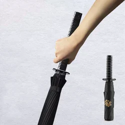 EDC-Paraguas automático plegable para lluvia, cuchillo de espada samurái japonés, a prueba de viento, creativo, autodefensa, Parasol grande para coche al aire libre