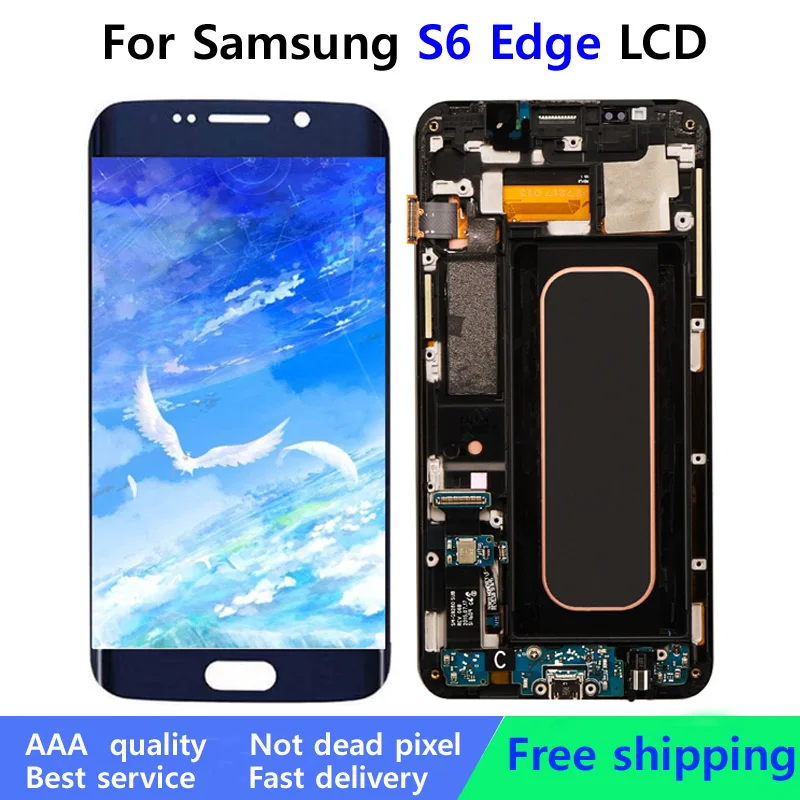 S6 edge LCD Screen For Samsung Galaxy S6 Edge G925 G925F SM-G925F LCD With Frame Display Touch Digitizer Assembly Repair Parts