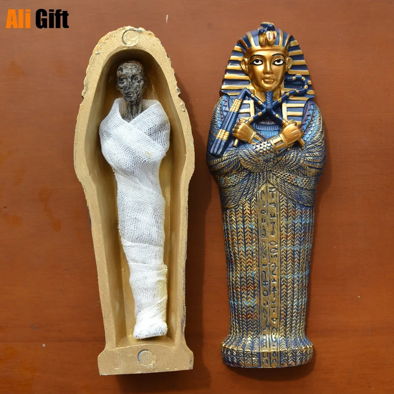 Ancient Egyptian Pyramid Dolls Creative Ancient Civilization Mummy Decoration Pharaoh Coffin Resin Model Gold Mask