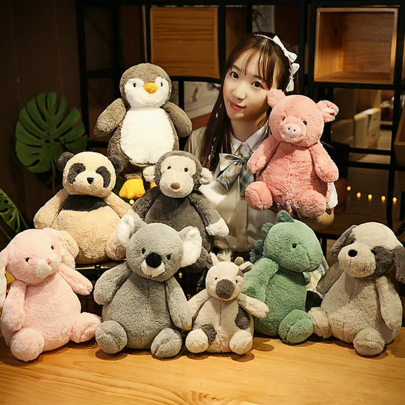 25/35cm Cute Animals Plush Toys Lovely Monkey Penguin Dinosaur Koala Rabbit Plushie Dolls Comfortable Pillow