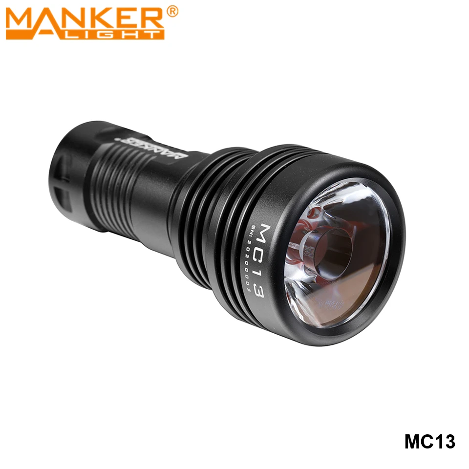 Manker MC13 Powerful Long Range Outdoor Portable Flashlight Blue Red LED Torch with Type-C USB Rechargeable 18350 Battery