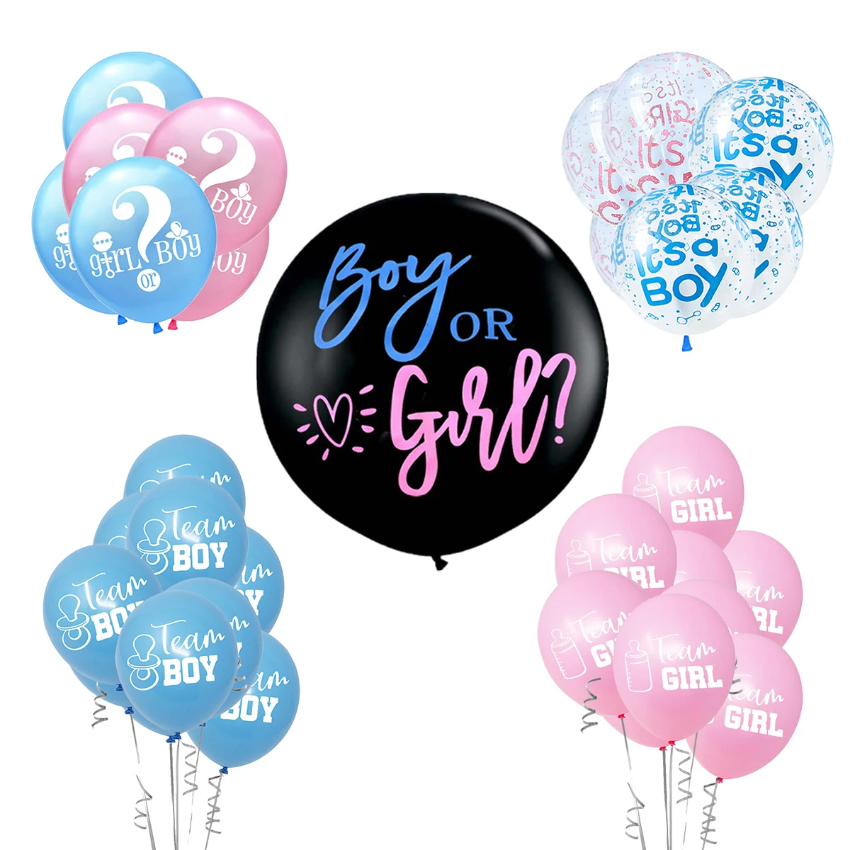 

1 Set Giant Boy Or Girl Gender Reveal Black Latex Balloon Baby Shower Confetti Ballons Birthday Gender Reveal Party Decoration