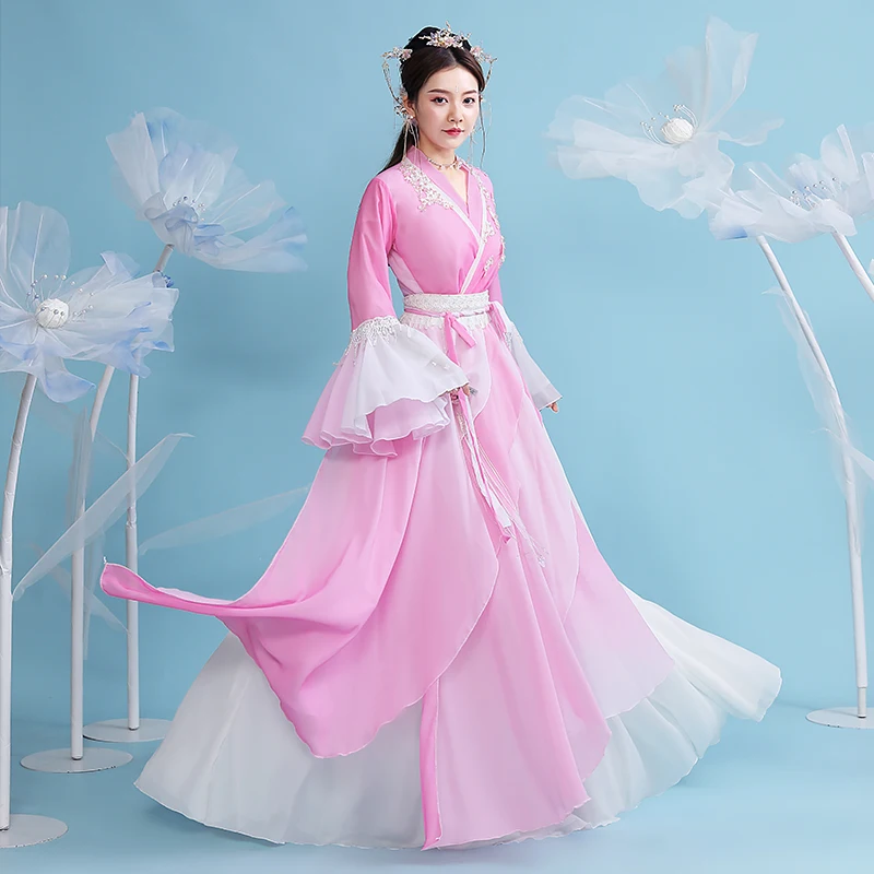 Quốc Gia 2021 Hanfu Đầm Công Chúa Màu Hồng Quần Áo Cổ Đại Trung Quốc Truyền Thống Hanfu Trang Phục Nữ Hanfu Lễ Hội Trang Phục SL4375