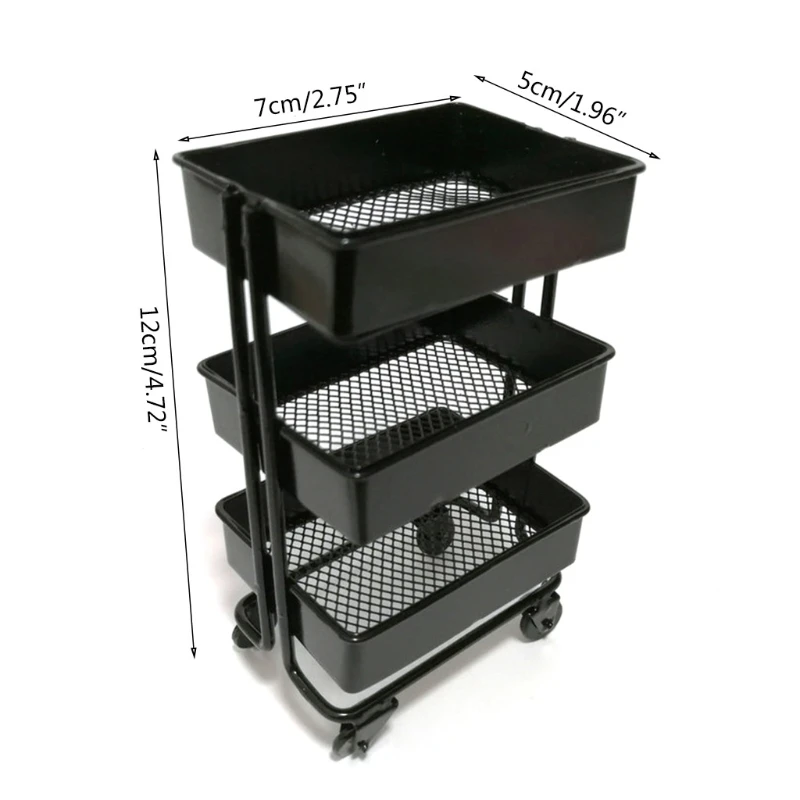 عربة صغيرة الطابق تخزين الرف مع عجلات دمية أثاث مصغر الرف رف الكتب رف عرض المخزون تزيين دروبشيب #6