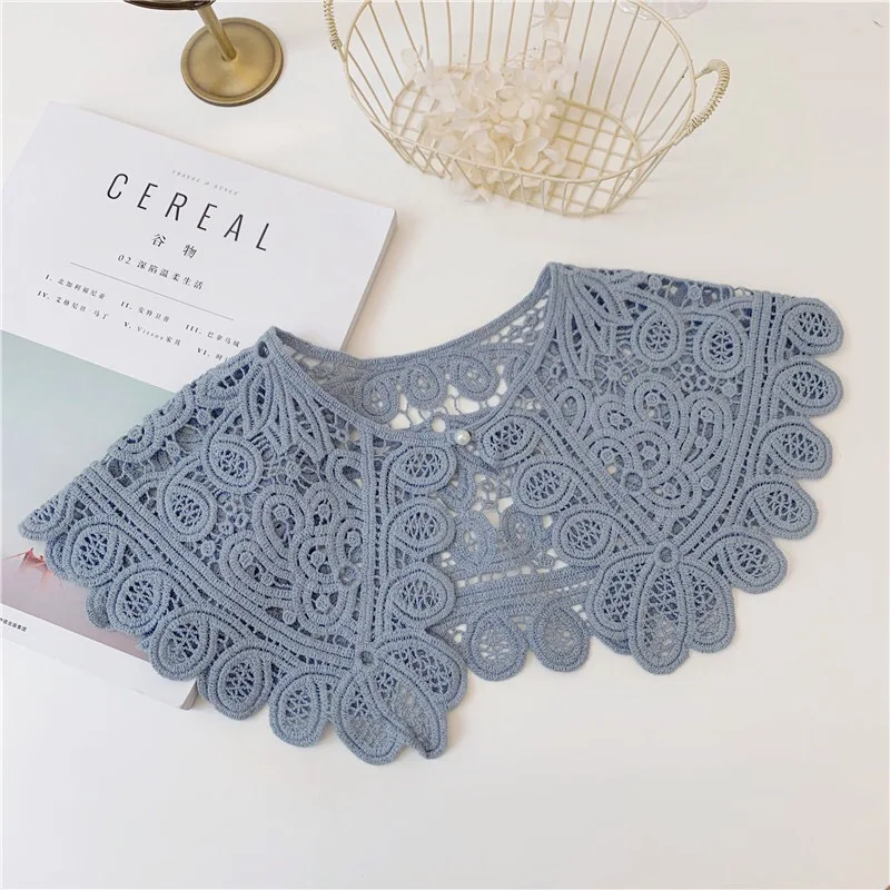 beige knitted collar fake Women\'s Fashion Clothing Accessories Solid Color Vintage Lace Collars Detachable Female Shirt Blouse