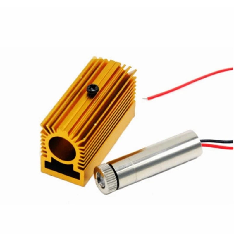 Laser Diode Module Focusable 450nm 50mW Blue Dot Shape 12X45mm w/Driver-in & 12mm Heatsink