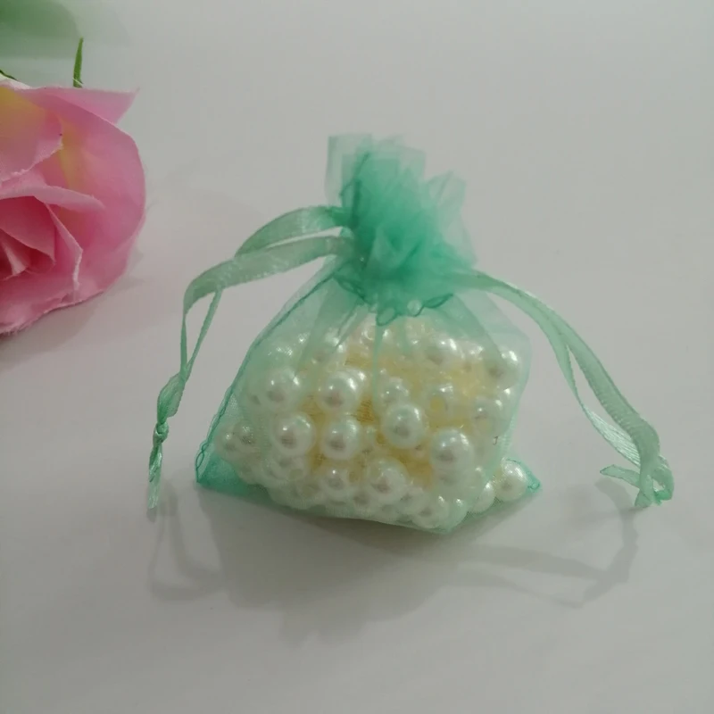 1000pcs Light Green Fashion Jewelry Bag Organza Gift Bag Small Drawstring Bag Fabric Bag Women for Jewelry Packaging Display Diy