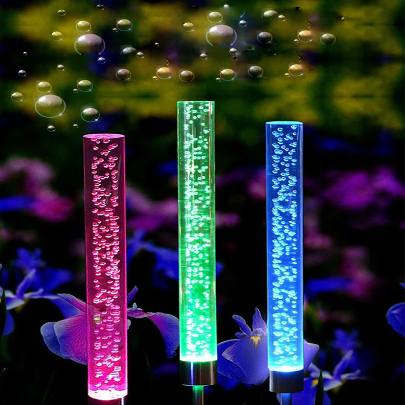 

2PCS Solar Power Tube Lights Lamps Acrylic Bubble Pathway Lawn Landscape Decoration Garden Stick Stake Light Lamp Street Lights