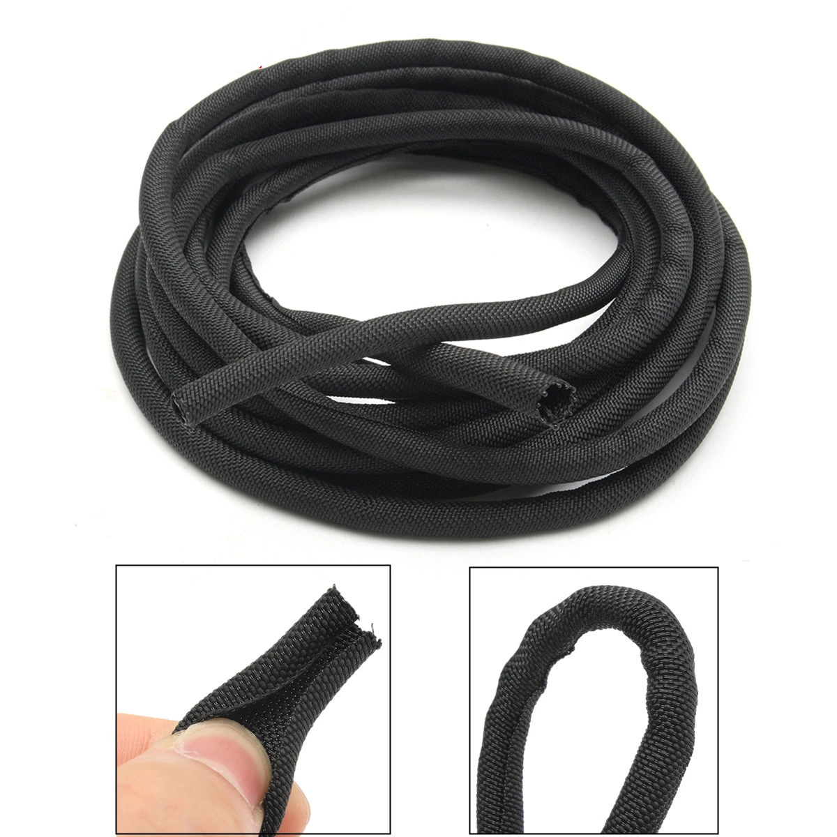

Dropship 3M Black Wrap Braided Cable Sleeve 5mm General Wire Pipe Hose Indoor Wiring Protection Flexible Nylon Sleeve