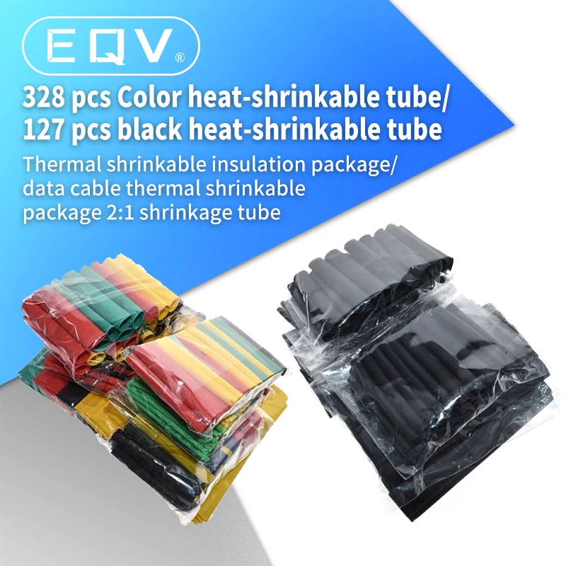 127Pcs / 328Pcs Car Electrical Cable Tube kits Heat Shrink Tube Tubing Wrap Sleeve Assorted 8 Sizes Mixed Color