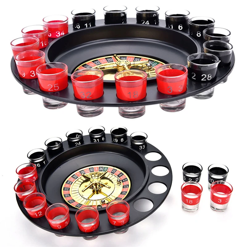 Creative Russia Drinking turntable Shot Glass Roulette Set Novelty Drinking Game with 16 Shot Glasses Adult Party Drinking Set