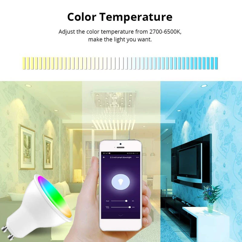 Imagem -02 - Tuya Zigbee-lâmpada Led Inteligente Regulável Controle de Voz Funciona com Alexa Google Home Alice Gu10 Rgb Cct 100240v 5w