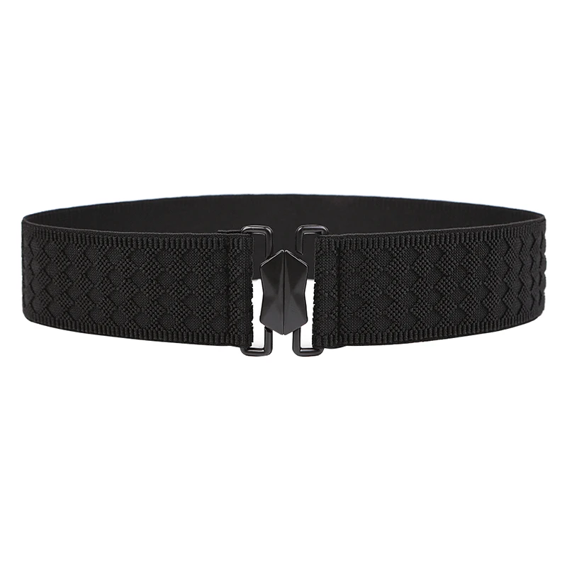 Anti Allergy Waistband elastic Belts for women without Metal Security Outdoor Leopard cummerbunds dress black alloy Buckle Belt