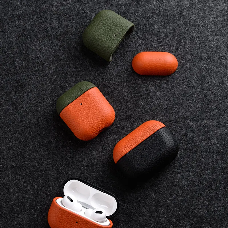 Airpodsためプロ革ケースairpods 2 3バッグ高級手作りbluetoothイヤホン保護shellcase