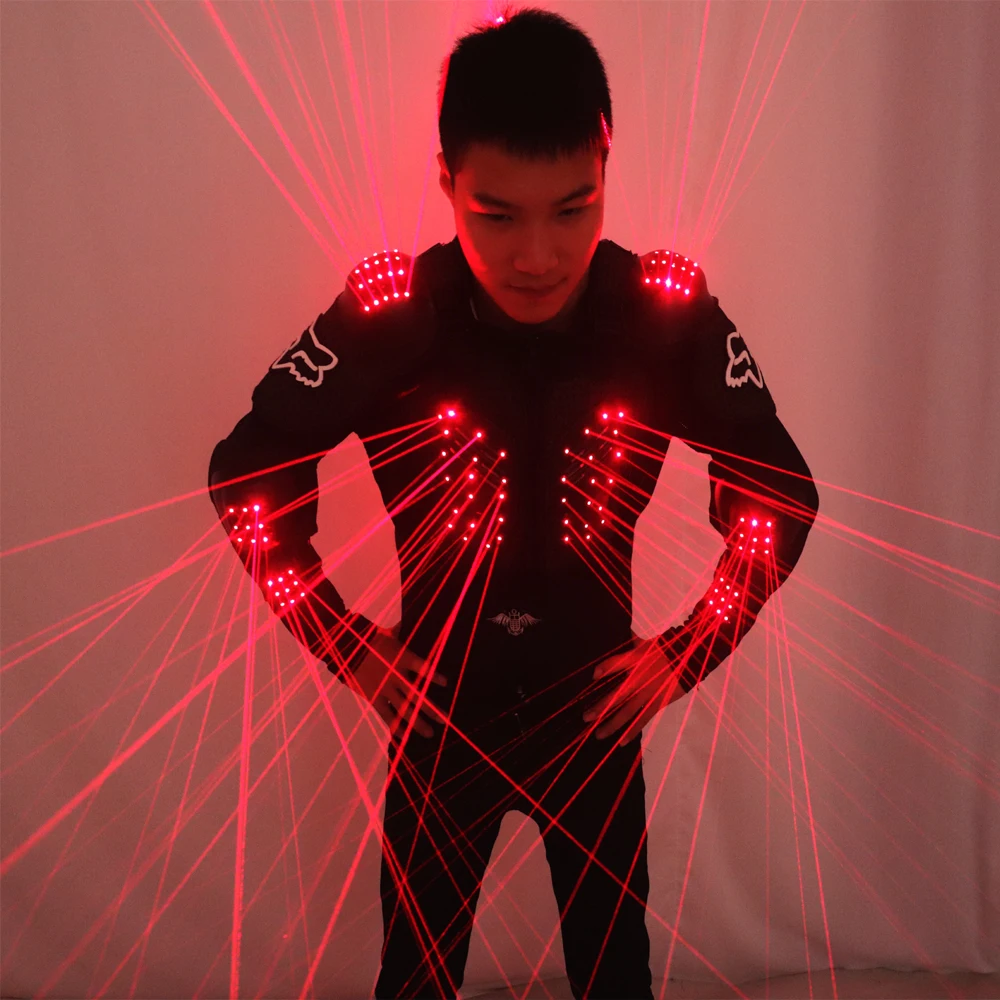 Red Laser Suit Armor Stage Party Decoration Rave Glowing Performance Clothing Party Fancy Dress LED Dance Robot Costume