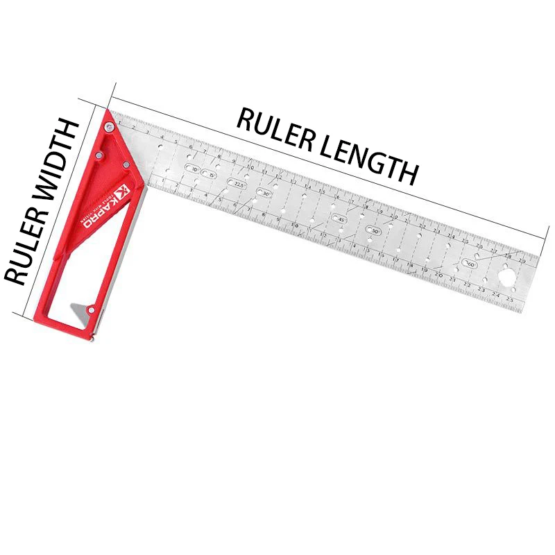 25/30/40cm Multifunction Level Ruler Carpenter's Ruler Marking Steel Ruler Marking Angle Ruler Stainless Steel Square Measuring