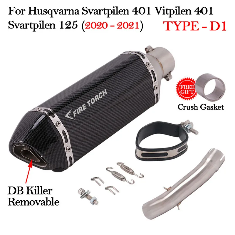 Slip-On For Husqvarna Svartpilen 401 Vitpilen 401 Svartpilen 125 2020 2021 Motorcycle Exhaust Systems Muffler Middle Link Pipe