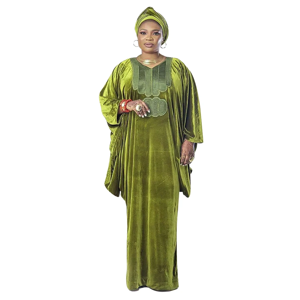 Velvet African Dresses For Women Dashiki Ankara Dubai Boubou Robe Plus Size African Clothes Elegant Kaftan Party Maxi Dress