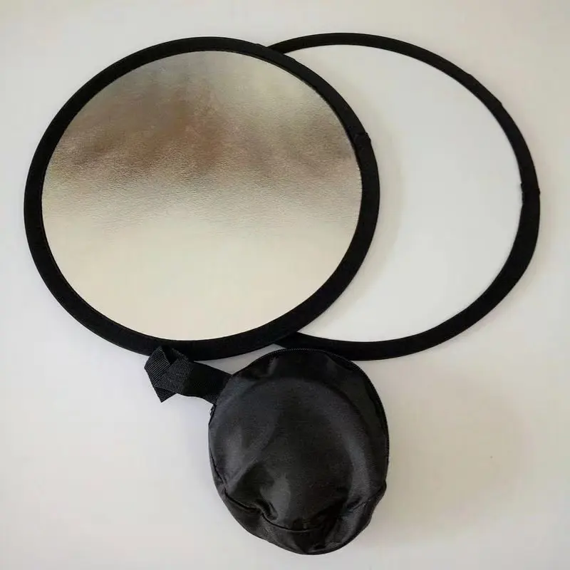 Reflector redondo plegable para estudio de fotografía, Reflector de 30CM/12 pulgadas, 2 en 1, pequeño color dorado, plateado