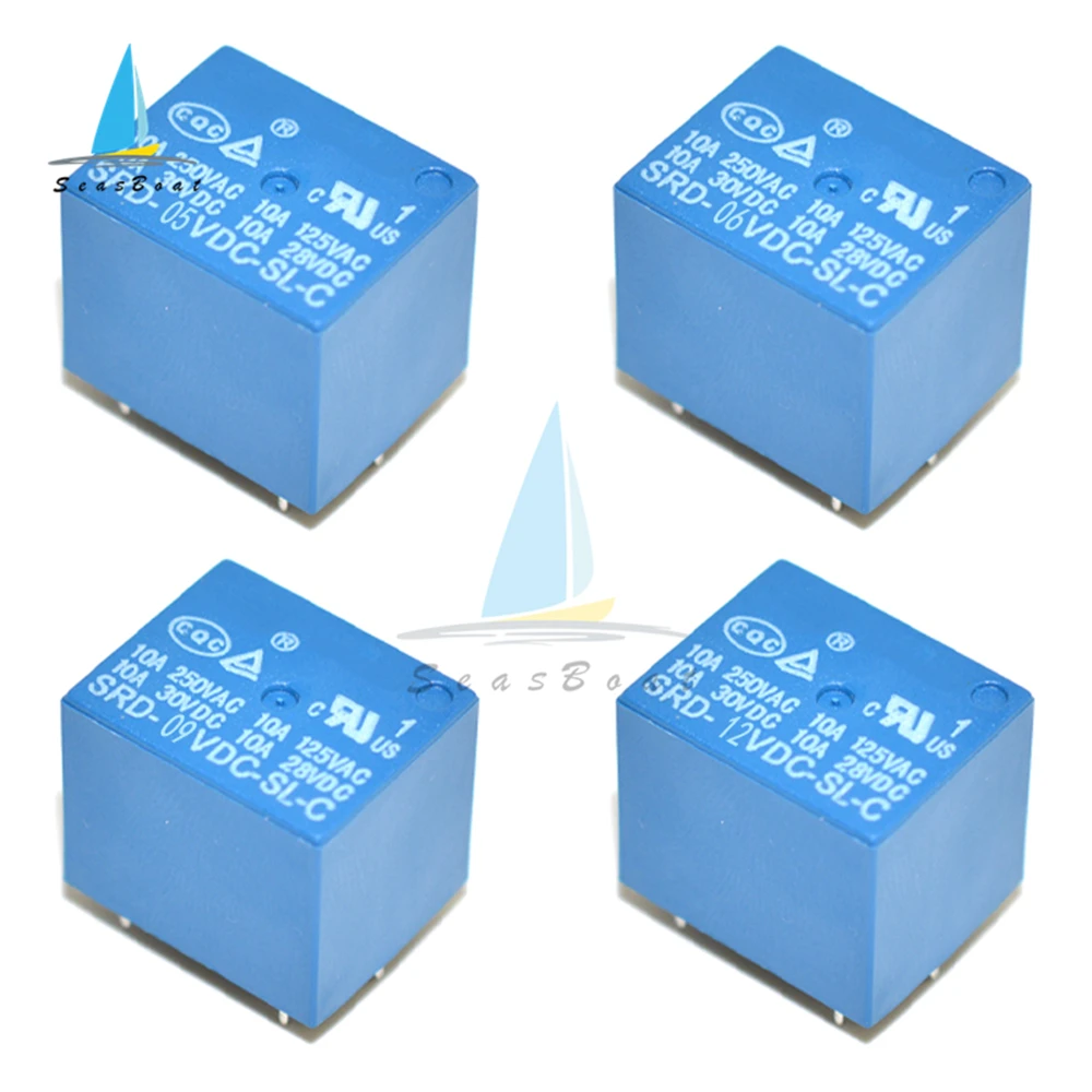 5pcs Relays SRD- 5VDC-SL-C SRD-12VDC-SL-C SRD-24VDC-SL-C Relays 5 Pin PCB Type DC 5V 12V 24V 48V 10A 250VAC Power Relay