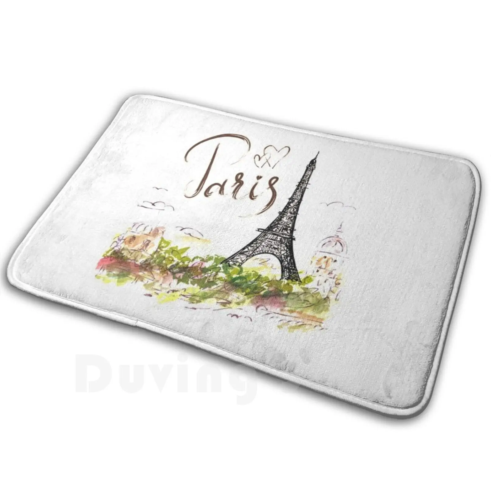 Eiffel Tower Carpet Mat Rug Cushion Soft Non-Slip Paris France Watch Covers Cups Blouses Vinyls Decorative Fabrics Sees