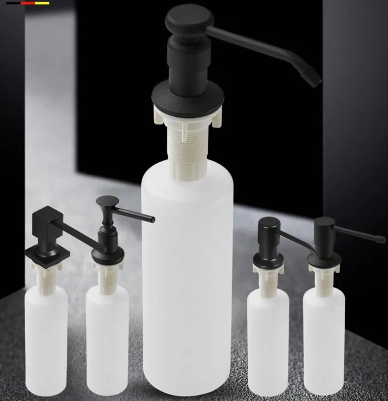 

Kitchen Soap Dispensers Deck Mounted Hand Soap Dispenser Brass and PVC Liquid Soap Bottle Kitchen Accessories 250ML Black