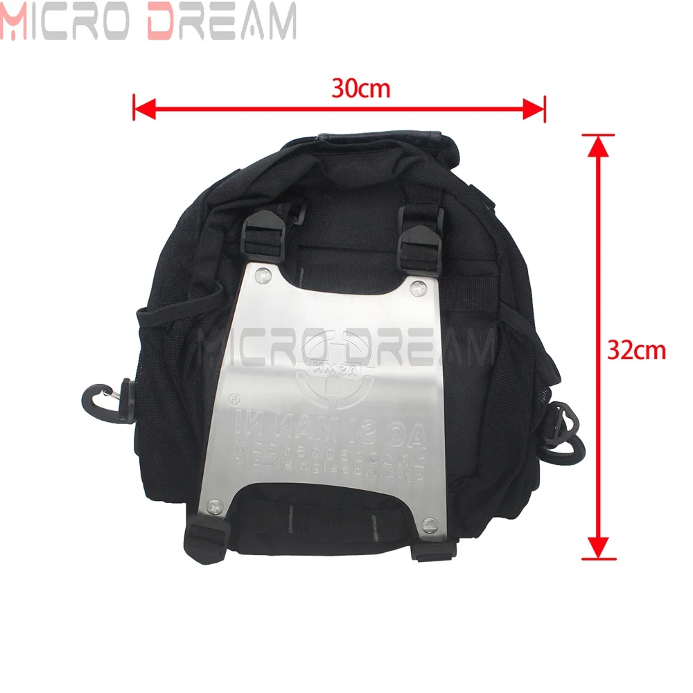 1PC Motorcycle Fannypack Mens Black Fanny Pack Aluminium Alloy Backpack Back Pack Fanny Pack Waist Bag Outdoor Casual Bag