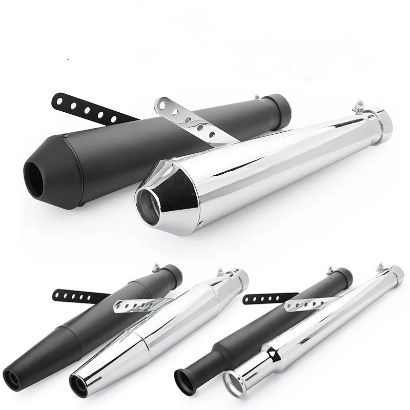 

Universal Chrome Vintage muffler motorcycle Tail Pipe muffler Exhaust Pipe Muffler Silencer For harley cruise prince ranger modi