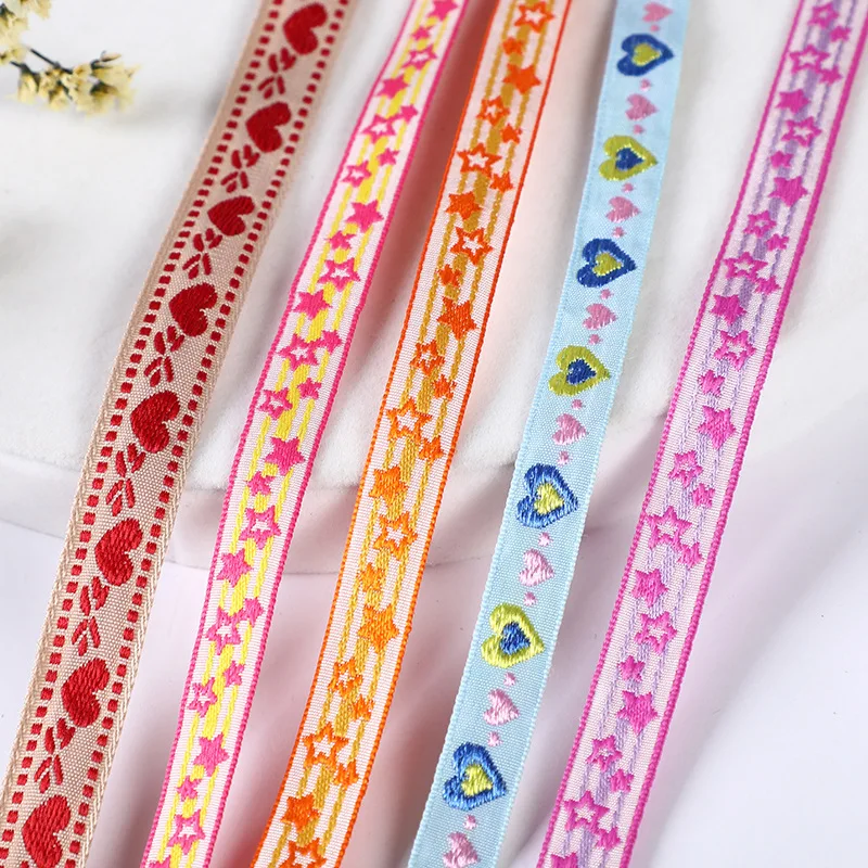 3 YARD 11~15MM 3/8 INCH Heart Star Embroidery Ribbon DIY Stage National Clothing Accessories Material Lace