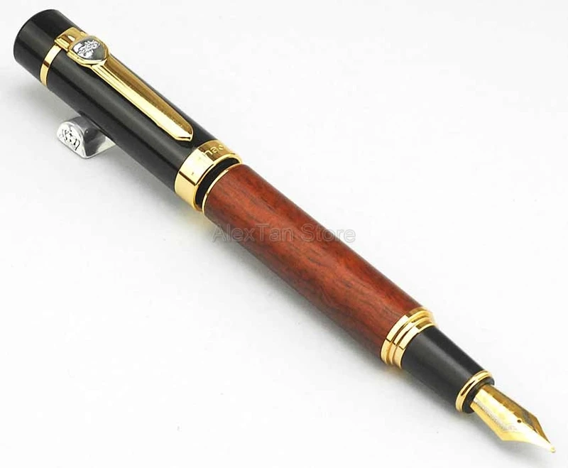 Jinhao 650 eleganter Füll federhalter natürliches Redwood Barrel Design mittlere Feder & gebogene Feder große Größe für Büro & Schule & Zuhause