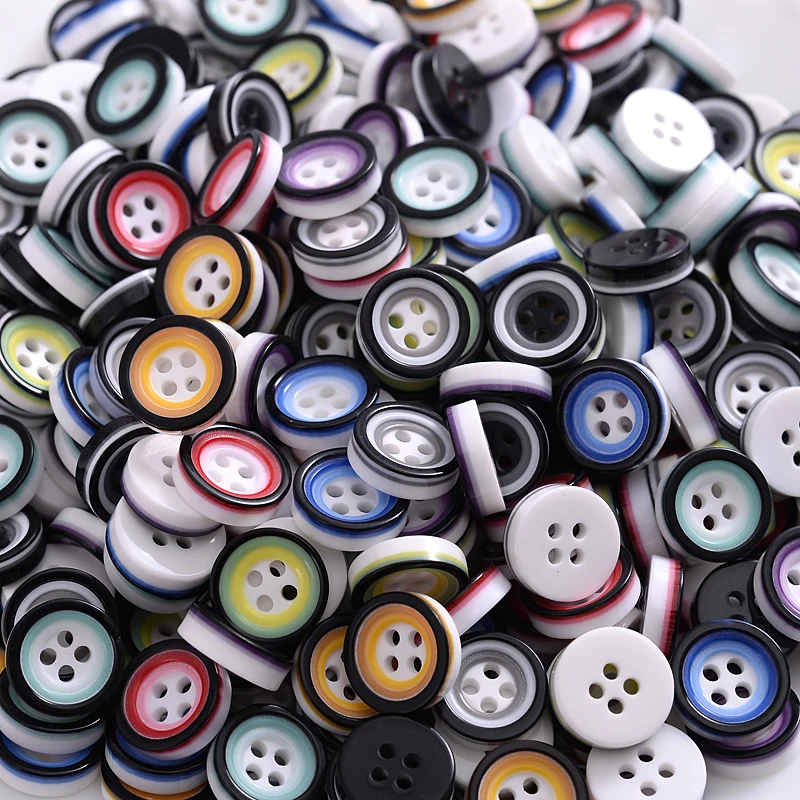 12.5mm 50Pcs/Pack Mixed Color 20# Resin Buttons 4 Holes 9 Colors For DIY Scrapbooking Kid\'s Garment Dolls Sewing Accessories