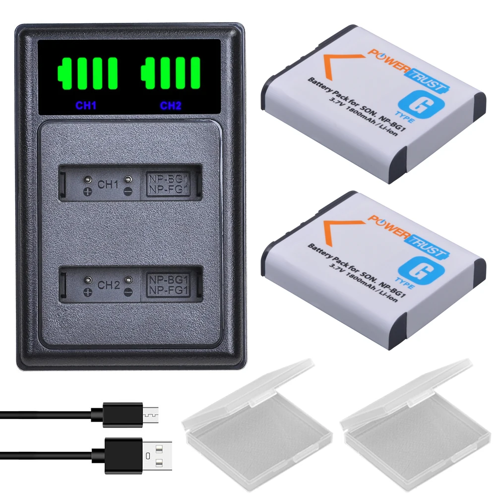 1800mAh NP-BG1 NP-FG1 NPBG1 Battery and Charger for Sony Cyber-Shot DSC-W120 W150 W220 DSC-H3 H7 H9 H10 H20 H50 H55 H70 DSC-HX5V