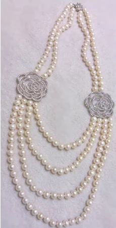 Nice design natural AAA 8-9mm white freshwater pearl necklace21-23“