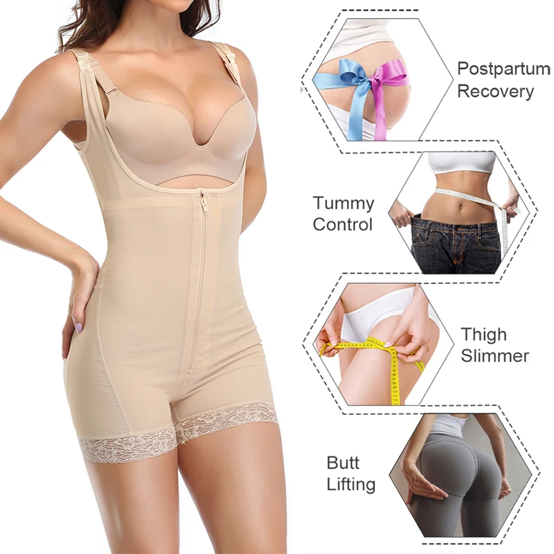 Shapewear for Women Tummy Control Fajas Colombianas Body Shaper for Women Zipper Open Bust Bodysuit Waist Trainer Slim Corset