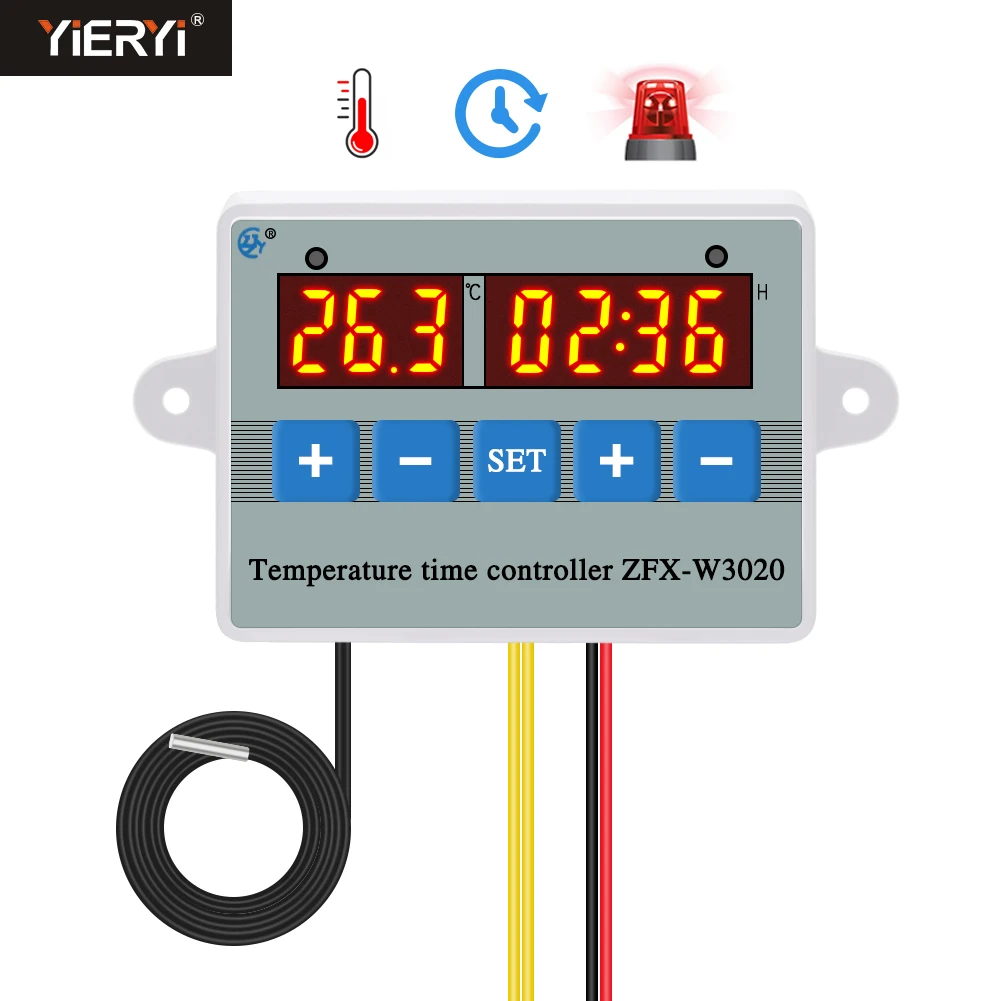 Digital Temperature Time Controller Cooling Heating Thermostat Control Switch Alarm Function 220V Power for Planting Hatchery