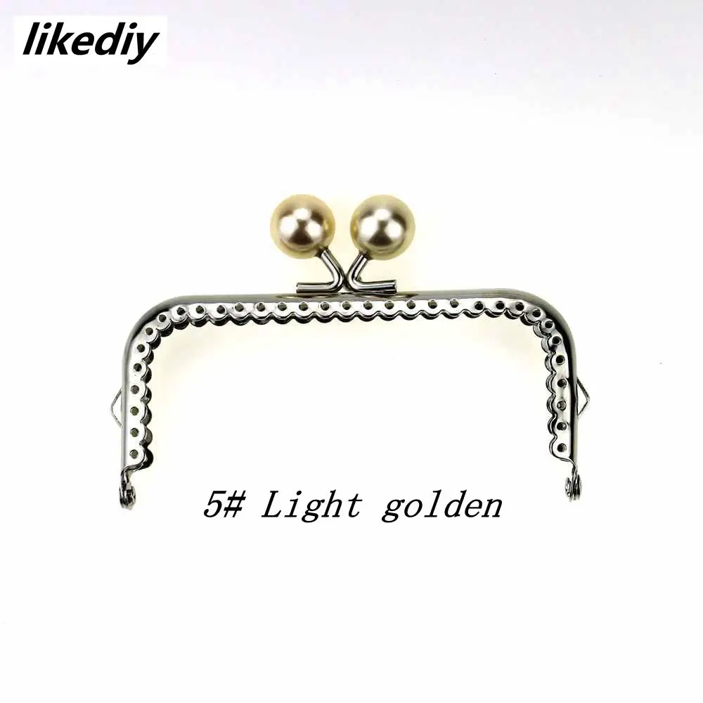 1 Piece 10.5 CM Candy Pearl Head Square Silver Metal Purse Frame Kiss Clasp Lace DIY Bag Accessories