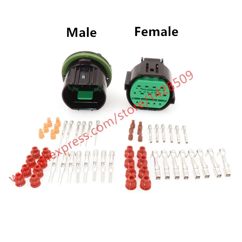 10 Sets KUM 14 Pin Automotive Headlight Plug Waterproof Electrial Female Male Auto Connector GL301-14021 GL291-14021 For KIA