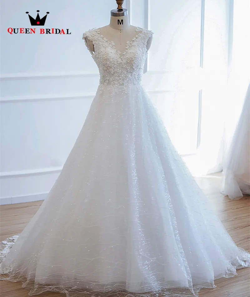 Elegant Wedding Dress A-line V-neck Tulle Lace Beading Appliques 2023 New Design Bridal Dress Custom Made SH016