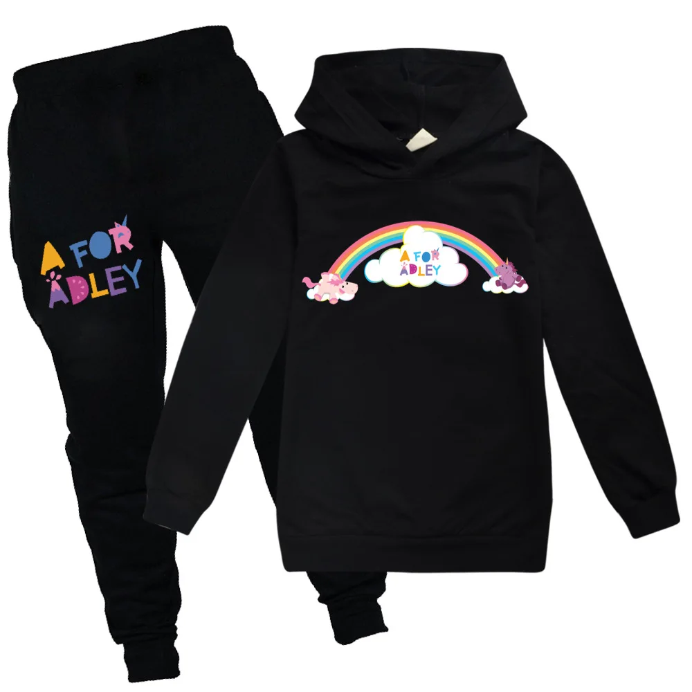 

New Kids Boys 2Pcs Tracksuits Set A for Adley Long Sleeve Girl Hooded Sweatshirt+Elastic Pants Outfits Children Clothes Set