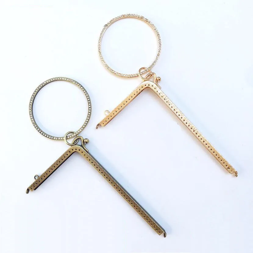 10PCS 18.5cm L shape Embossed Bronze Light Gold Right Angle Coins Purse Frames DIY Metal Kiss Clasp Bag accessory for sewing