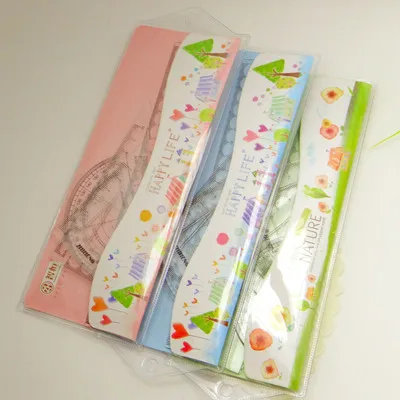 New Korean stationery small fresh and cute student set ruler cartoon transparent plastic drawing ruler set 20cm